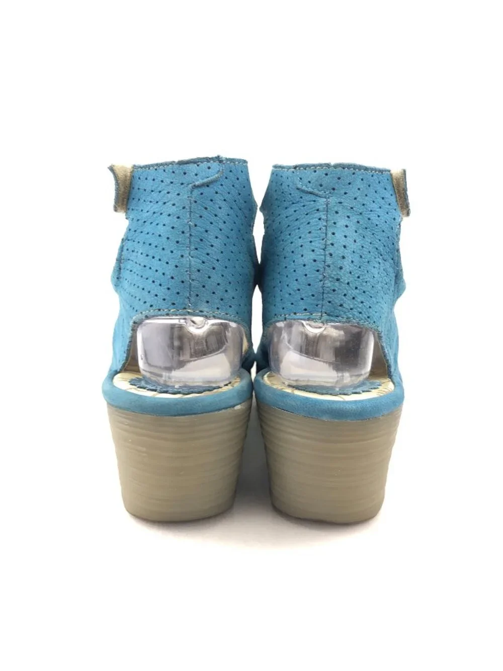 Fly London Yala Blue Suede Wedge Sandals EUR 37